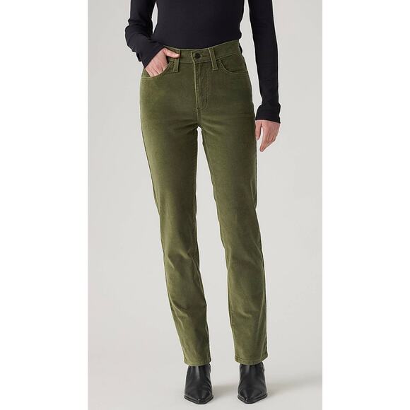 Levi’s 724 High Rise Straight Corduroy Pants Ivy Green Women’s 30 Casual Holiday - Picture 1 of 16